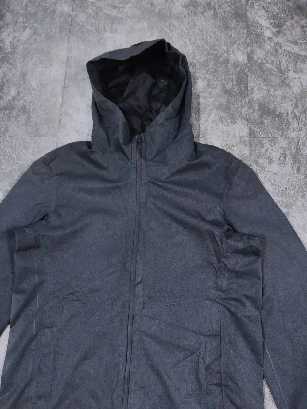 Gray Hooded Lightweight Outdoor Jacket Full Zip Windbreaker - Picture 2 of 2